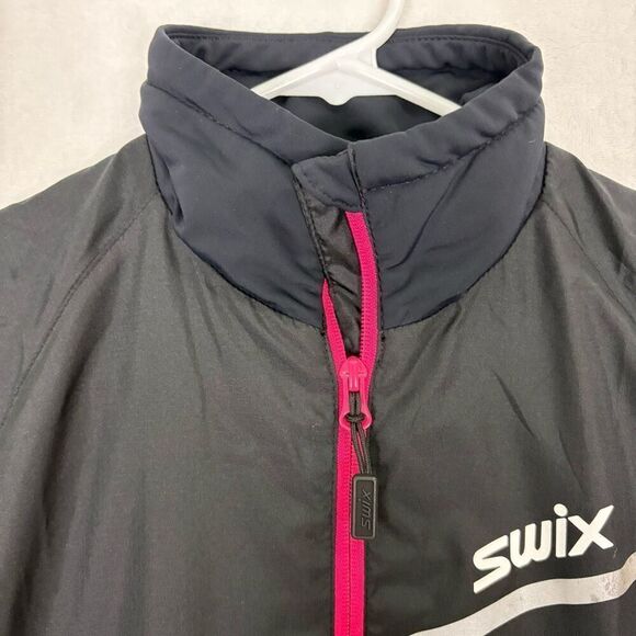 Swix Black with Pink Zipper Full Zip Up Nylon Ski Jacket Women's Size XS - Picture 8 of 13